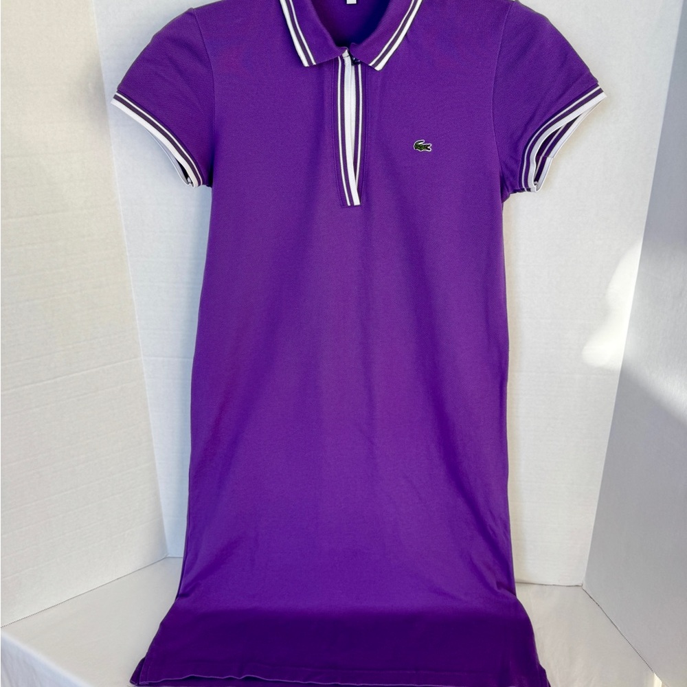 Lacoste Women's Vibrant Purple with White Accents Polo Dress